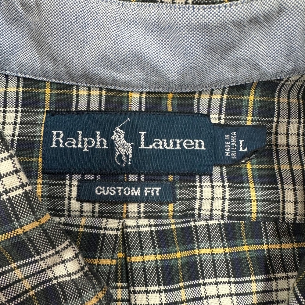 Polo Ralph Lauren Custom Fit Shirt L Green Plaid Pony Logo Long Sleeve Button - Picture 3 of 9